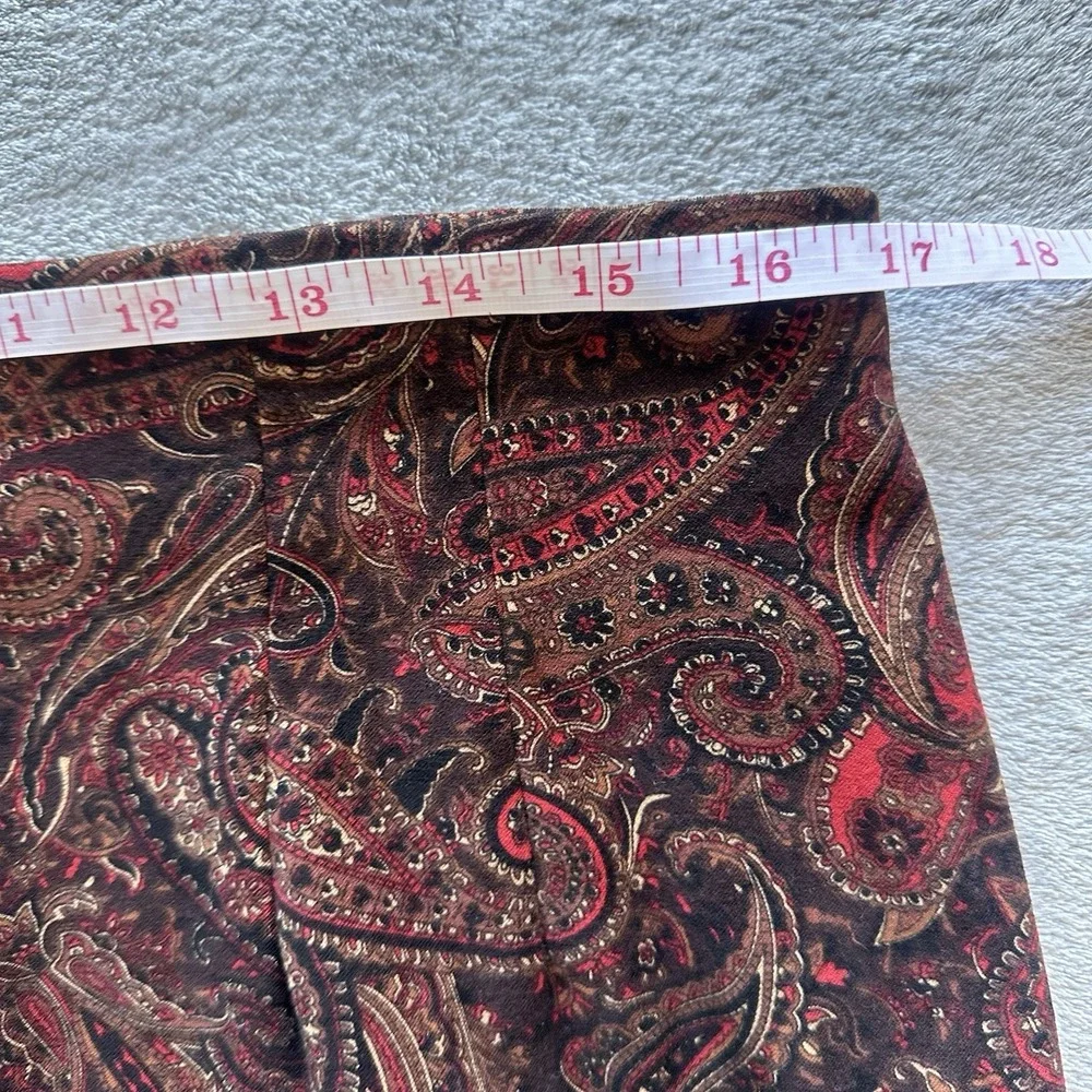 Women's Paisley Print Maxi Skirt 14 Brown‎ Red Boho Chic Cottagecore Aesthetic